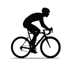 Obraz premium Cyclist silhouette, white isolate background