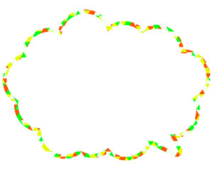 ステンドグラス風吹き出し　三角形模様　丸みのある雲形