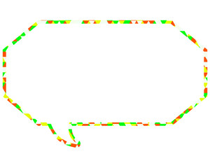 ステンドグラス風吹き出し　三角形模様　細長い八角形