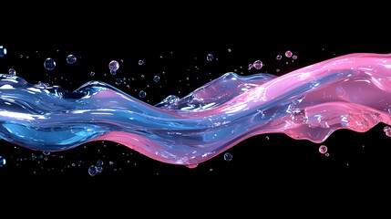 Hyper-realistic pink and blue liquid flowing diagonally on a dark background. Perfect for branding, ads, and product design. High-resolution, ultra-detailed, and studio-lit for a premium look.