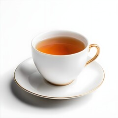 Isolated Tea Cup on White Background | Minimalist Tea Photography | Elegant Drinkware Display | High-Quality Image for Menus, Advertisements, and Product Showcasing | Simple and Clean Design