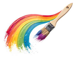 Paintbrush creates vibrant rainbow swatch artistic expression and colorful design element