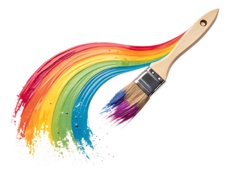 Paintbrush creates vibrant rainbow swatch artistic expression and colorful design element