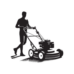 mowing Machine silhouette vector illustration