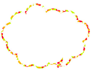 ステンドグラス風吹き出し　三角形模様　丸みのある雲形