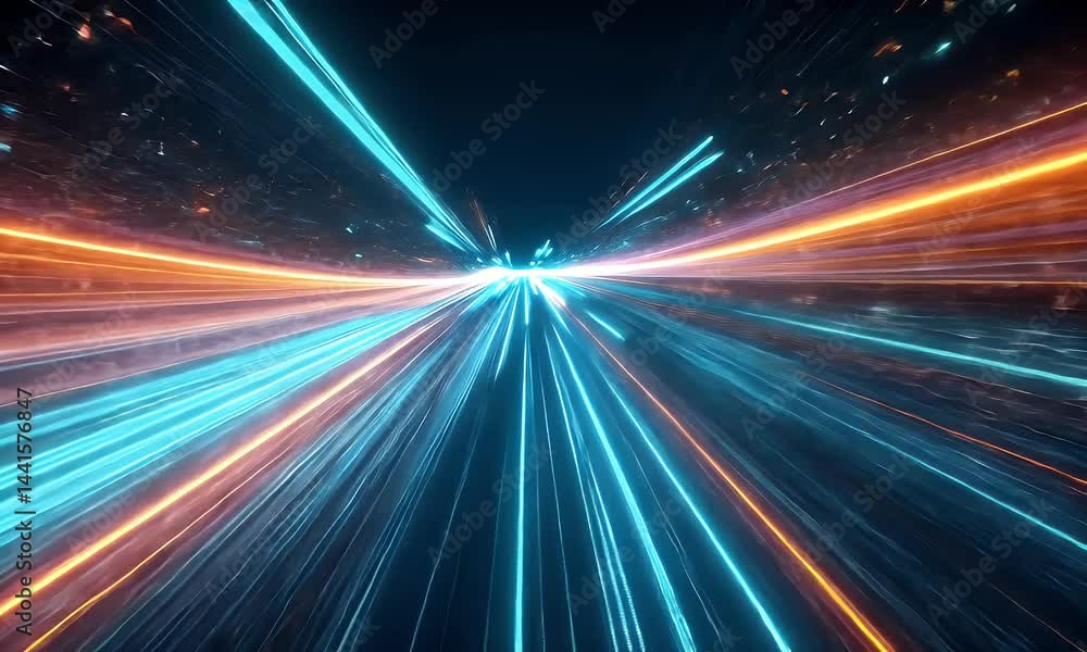 Poster a background of light streaks in vibrant colors, representing the speed and energy associated with f