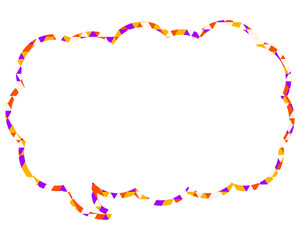 ステンドグラス風吹き出し　三角形模様　細長い雲形