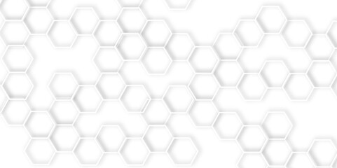Abstract modern hexagonal effect for line geometric technology 3d white bright hexagon polygonal honeycomb luxury pattern vector white background.