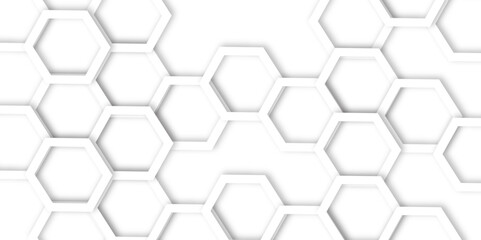 Abstract modern hexagonal effect for line geometric technology 3d white bright hexagon polygonal honeycomb luxury pattern vector white background.