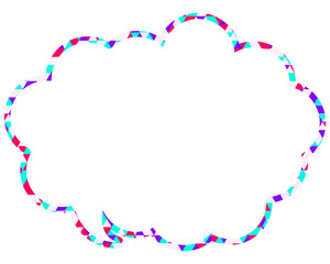 ステンドグラス風吹き出し　三角形模様　丸みのある雲形
