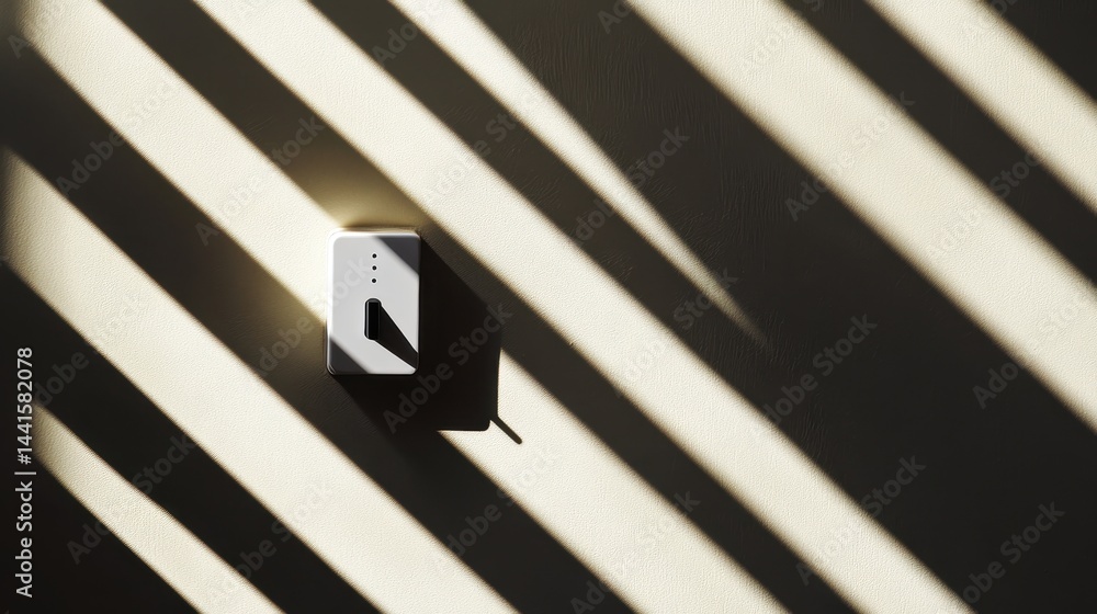 Poster sunlight casts shadows on a small, white object.