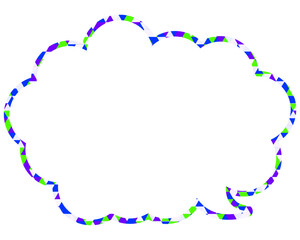ステンドグラス風吹き出し　三角形模様　丸みのある雲形