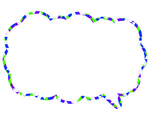 ステンドグラス風吹き出し　三角形模様　細長い雲形