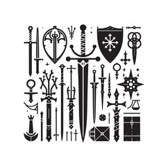 medieval weapon silhouette vector illustration