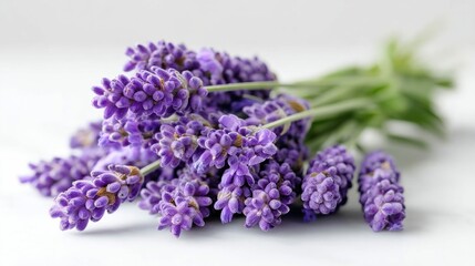 A beautiful shot of lavender flowers, displaying its lovely purple color and lush green leaves.