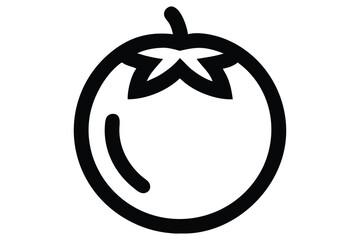 Tomato Icon Black and White - Simple Food Illustration for Graphic Design and Branding