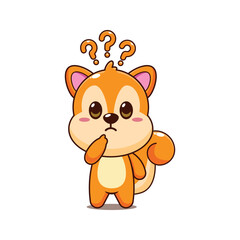 Obraz premium Cute squirrel cartoon vector illustration is confused