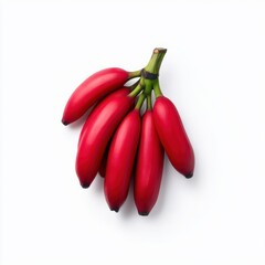 Bunch of red bananas close-up isolated on white background