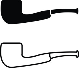 Tobacco pipes icon set. Cigarette vector logo design Smoking Pipe silhouette collection isolated on transparent background Vintage old fashion addiction tool cigarette usually smoked by elderly people