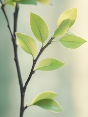 Close-up of delicate, fresh spring leaves