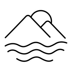 Abstract Line Art Logo of Mountain and Ocean
