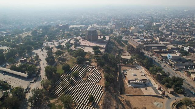 historic tomb, cultural landmarks, and urban sprawl. Multan, Pakistan