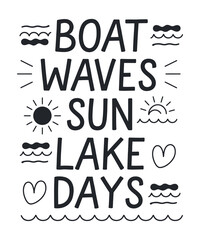 Summer Lake & Fishing Png Design.