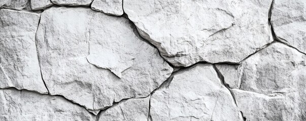 Obraz premium Close up view of a light gray stone wall texture.