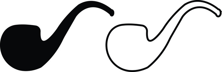 Tobacco pipes icon set. Cigarette vector logo design Smoking Pipe silhouette collection isolated on transparent background Vintage old fashion addiction tool cigarette usually smoked by elderly people