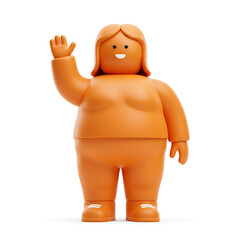orange character waving 3d render