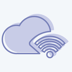 Fototapeta premium Icon Cloud. related to Wifi symbol. two tone style. design editable