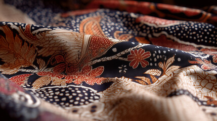 Intricate Traditional Javanese Batik Patterns, Hand-drawn, Rich Earth Tones, High Detail, Cultural Heritage