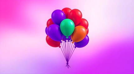 Depicting a bunch of balloons rendered in geometric shapes  clean lines using a spectrum of infrared colors