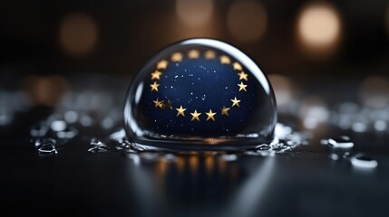 European Union emblem encased in a crystal sphere