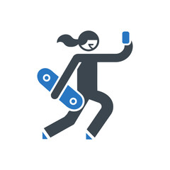 Skateboarding While Taking Selfie Icon