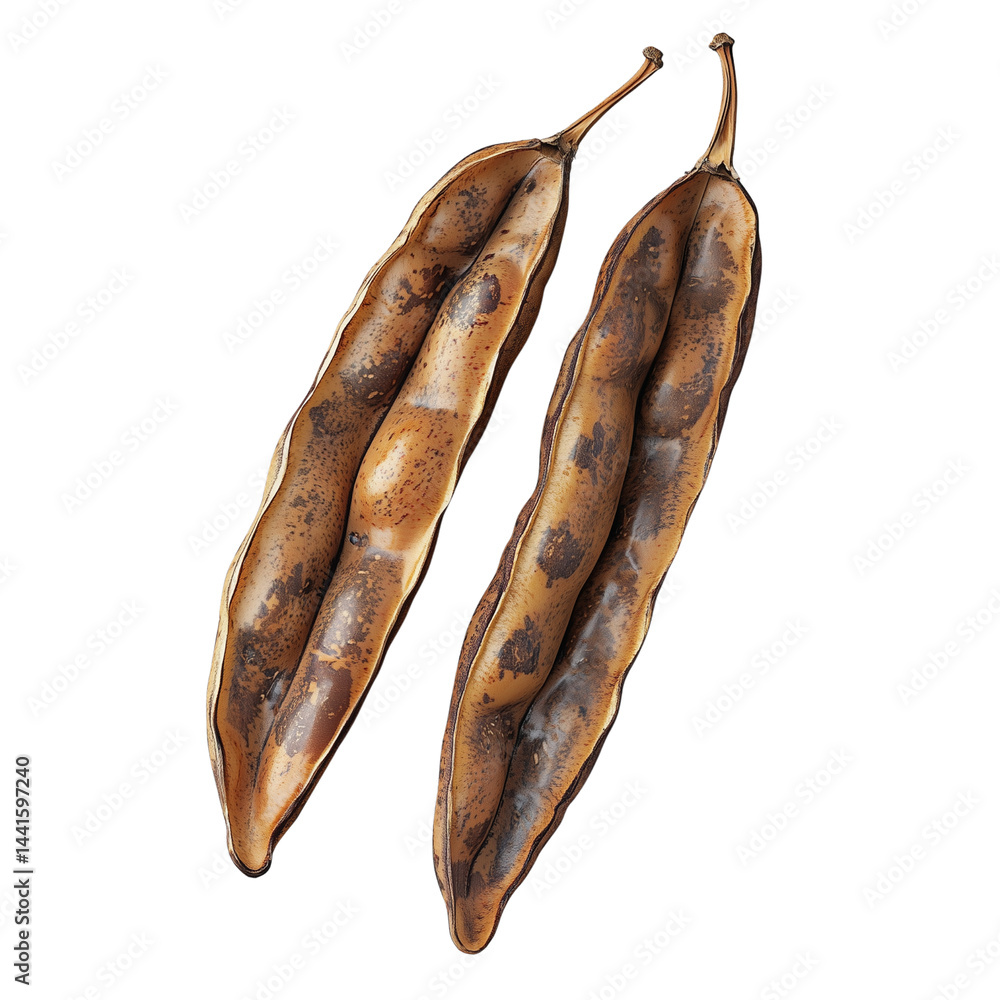 Poster dried moth beans seed pods with intricate textures and natural colors isolated on white background a