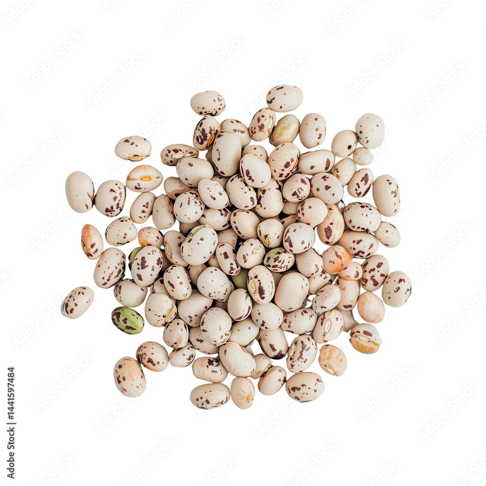 Poster a pile of assorted pigeon peas beans with intricate patterns showcasing their unique colors and text