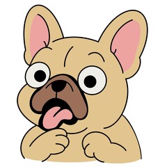 French bulldogs Cute toy dogs with funny muzzles. Adorable puppies play, rest, relax, have fun. Amusing pets, domestic animals. Flat isolated vector illustration on white