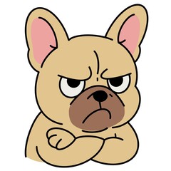 French bulldogs Cute toy dogs with funny muzzles. Adorable puppies play, rest, relax, have fun. Amusing pets, domestic animals. Flat isolated vector illustration on white