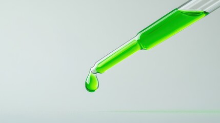 Closeup of Green skincare,A drop of transparent cosmetic gel on a green background,product liquid bubble,serum drops scattered ,Collagen gel,Aloe Vera cosmetic gel,The concept of natural cosmetics.