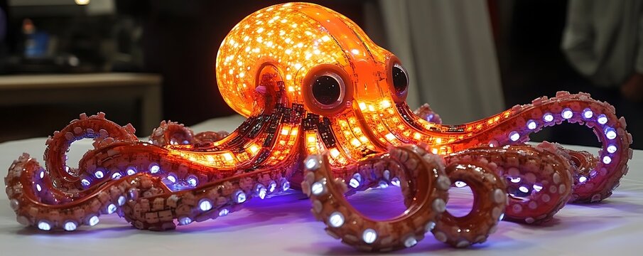 Illuminated Octopus Sculpture Display