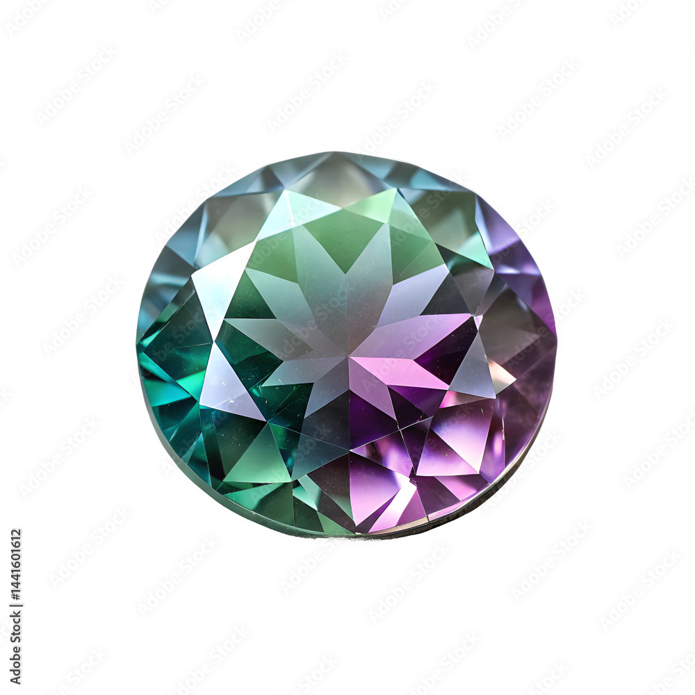 Poster side view of a color-changing alexandrite, with subtle shifts in color depending on the light angle