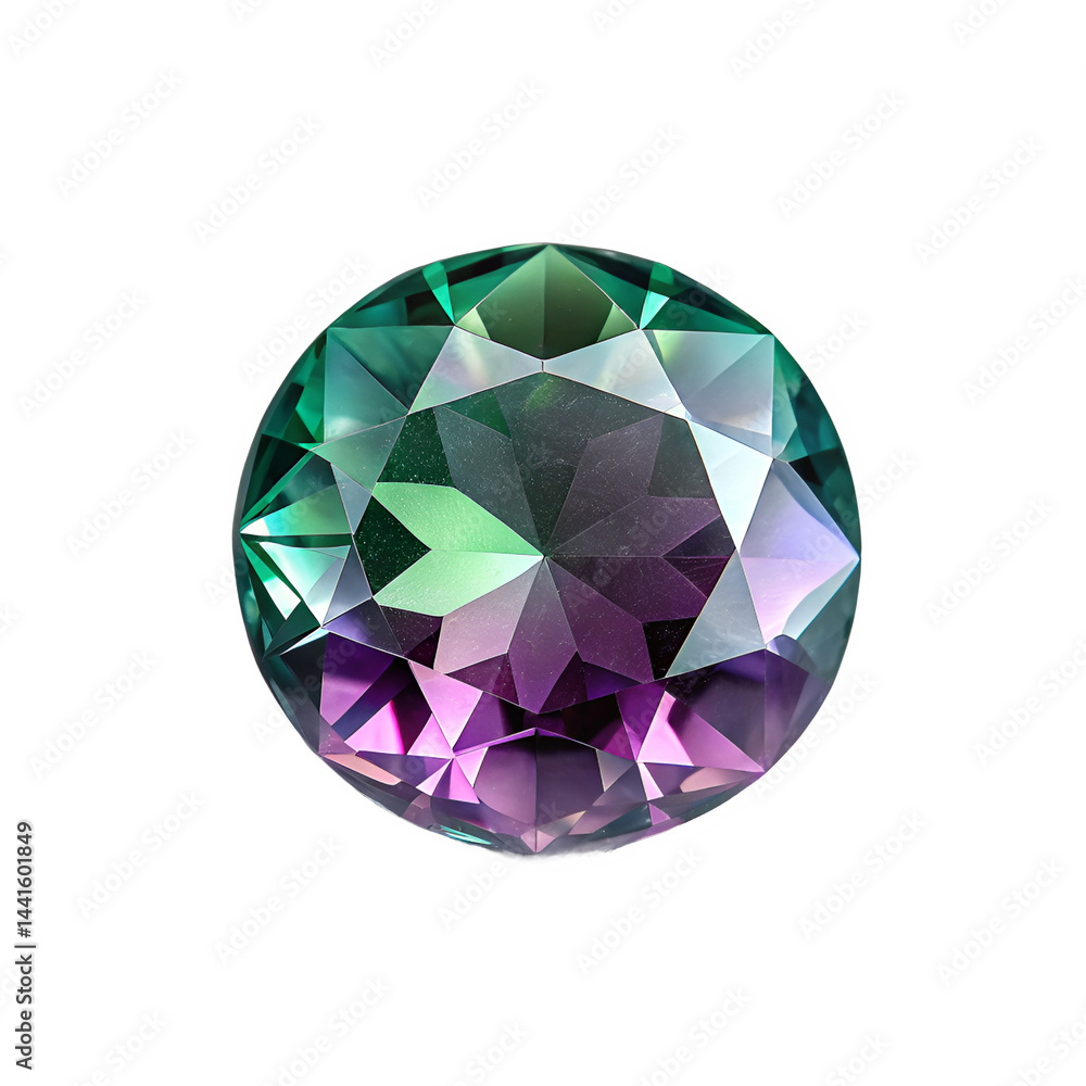 Poster side view of a color-changing alexandrite, with subtle shifts in color depending on the light angle