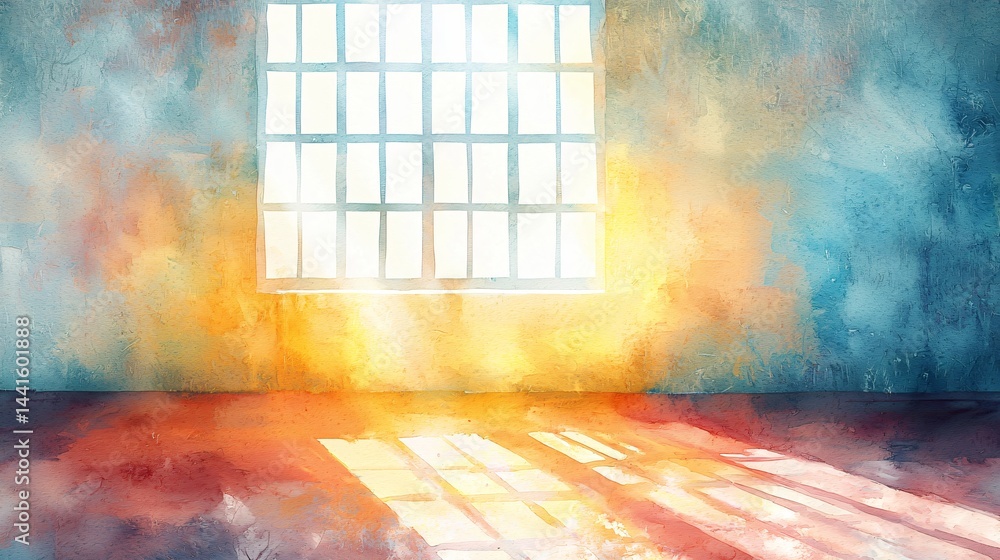 Aufkleber a serene room with a window bathed in soft light creating a calming ambiance through pastel abstract