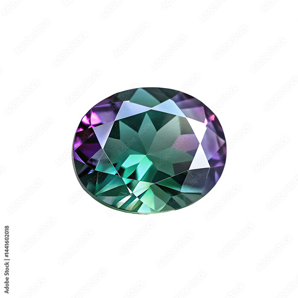 Poster side view of a color-changing alexandrite, with subtle shifts in color depending on the light angle