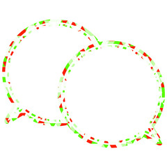 ステンドグラス風吹き出し　三角形模様　重なる会話