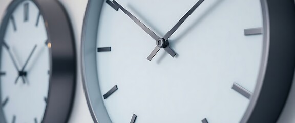 close up of two clocks on a wall