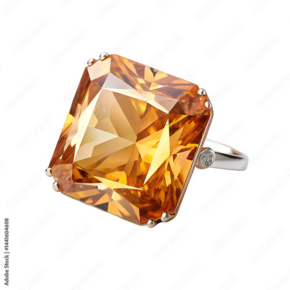 Aufkleber a side view of a single topaz, emphasizing the inner facets and the play of light through its transp