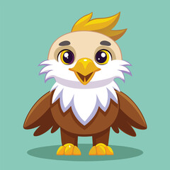 Fototapeta premium This cartoon eagle has a vibrant expression and a jaunty hairstyle, showcasing an inviting personality suitable for children's media or educational content.