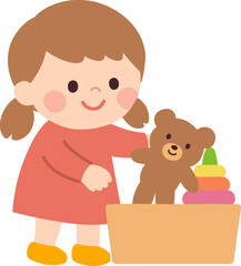 kid cleaning up toys 장난감 정리하는 아이